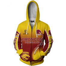 Load image into Gallery viewer, Brisbane Broncos NRL Zip Hoodie Jacket
