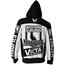 Load image into Gallery viewer, Western Suburbs Magpies NRL Zip Hoodie Jacket