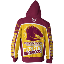 Load image into Gallery viewer, Brisbane Broncos NRL Zip Hoodie Jacket