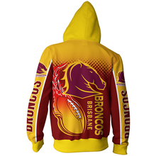 Load image into Gallery viewer, Brisbane Broncos NRL Zip Hoodie Jacket