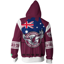 Load image into Gallery viewer, Manly Warringah Sea Eagles NRL Zip Hoodie Jacket