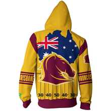 Load image into Gallery viewer, Brisbane Broncos NRL Zip Hoodie Jacket